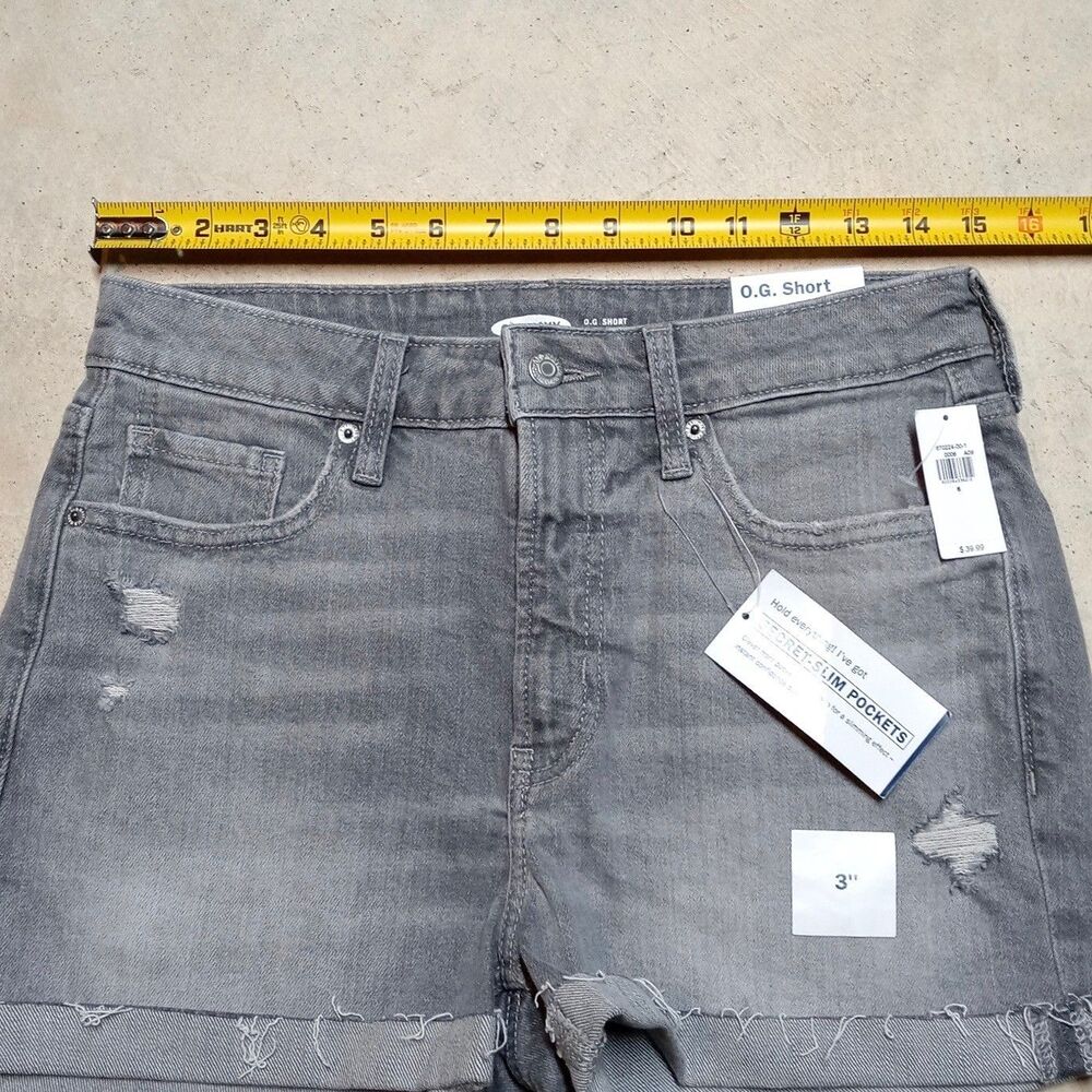 Old Navy O.G. Shorts Womens 6 Gray High Rise Distressed Cutoff Jean Jort Stretch - Picture 9 of 10